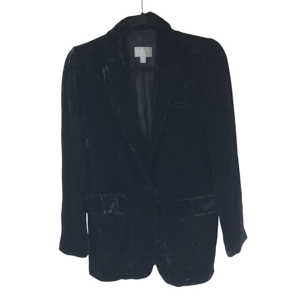 Pure Collection Blazer Jacket Velvet Silk Blend Black 2